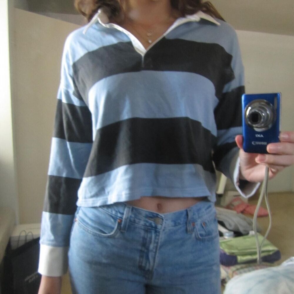 Aerie Blue and Black Striped Top